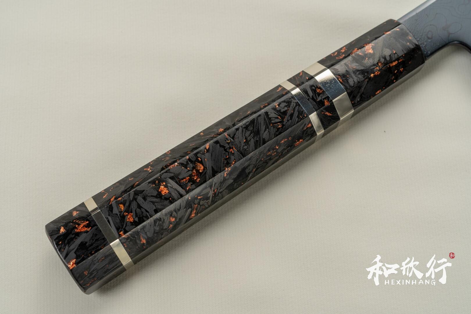 馬場刃物 景清 8寸 黒染め墨流し 牛刀 青一 特注柄 景清 - 馬場刃物